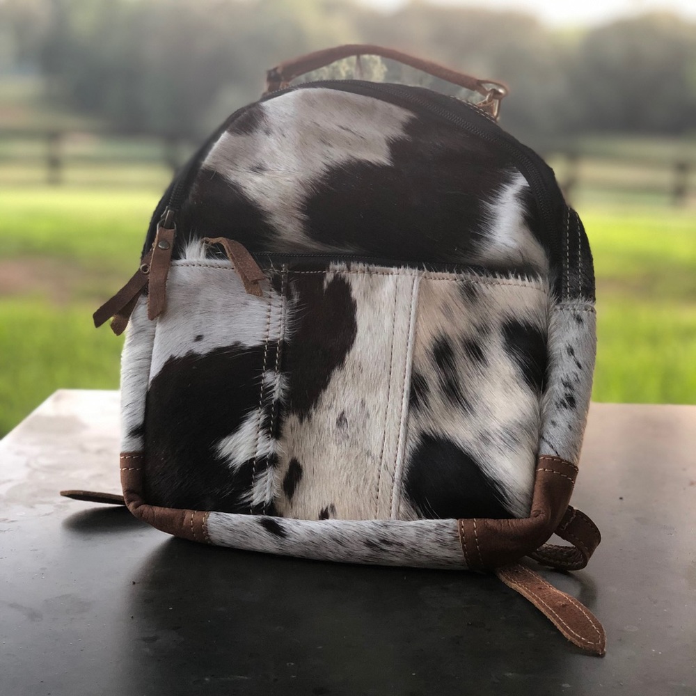 Mini cowhide backpack
